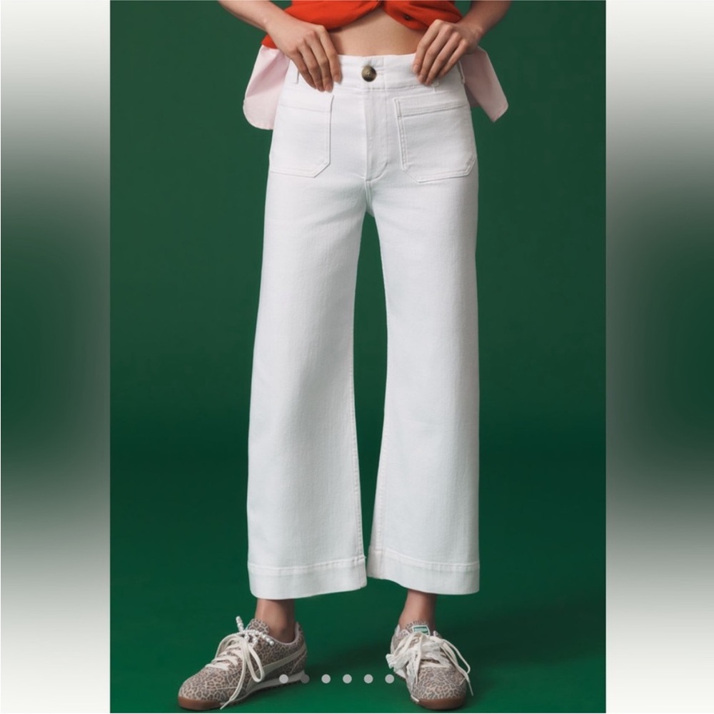 Maeve Collette cropped White Jeans - 27